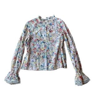 Pastel Eyelet Floral Ruffle Shirt